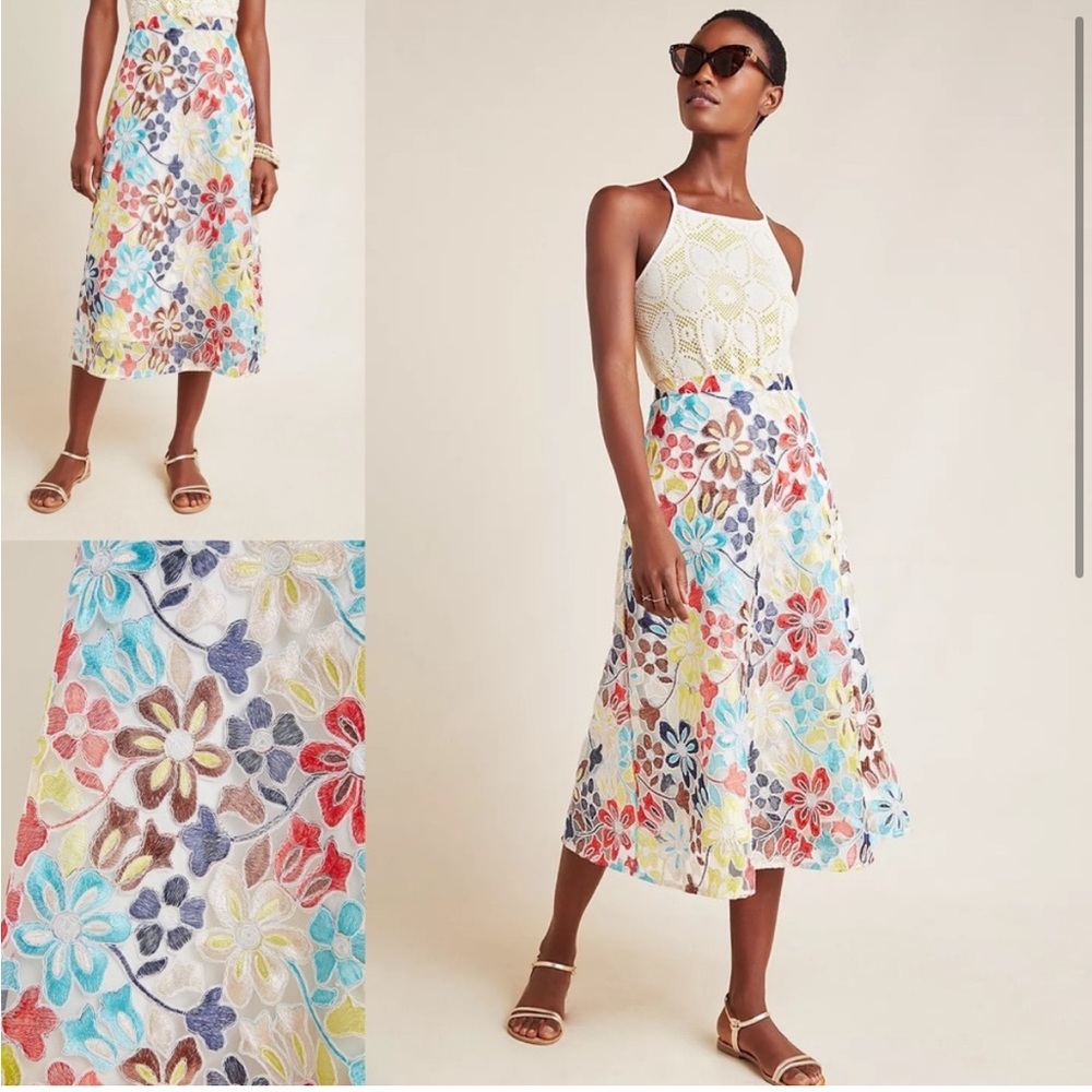 Anthropologie Eva Franco Meghan
Embroidered Midi Skirt ☀️